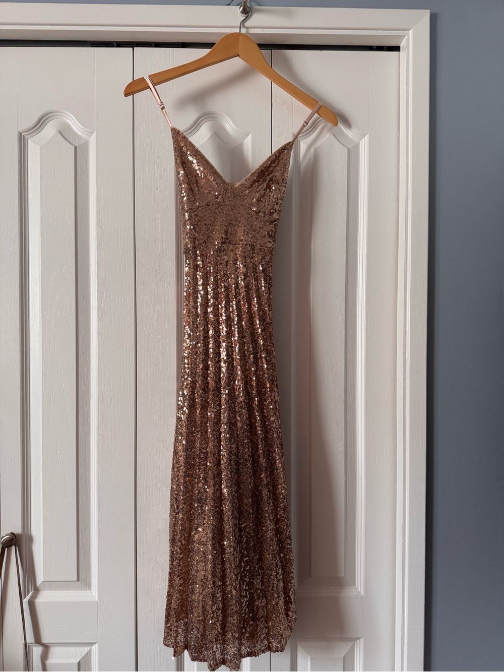 Lulus Rose Gold Sequin Pleated Dress